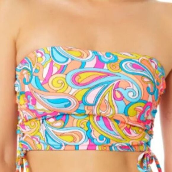 Salt + Cove NWT Swirl Printed Lace Up Cami Bikini Swim Top Size M - Picture 1 of 8